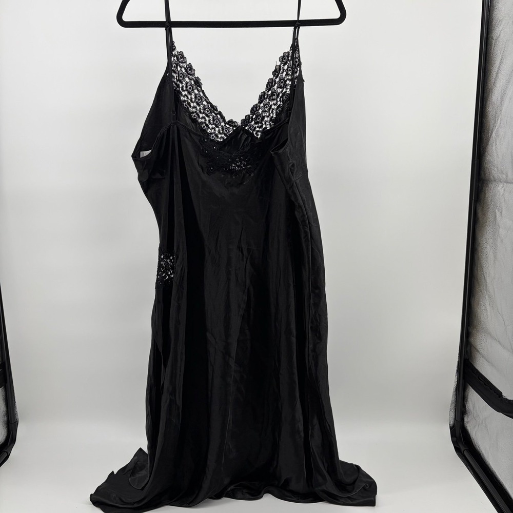 Delicates Black Plus Size Nightie Long Gown Lingerie Size3X Silky Sexy Feminine - Picture 4 of 8